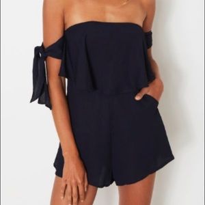 Navy Romper with Arm Tie